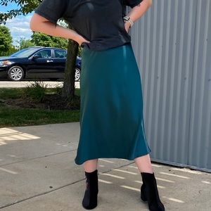 Nasty Gal Teal Silk Skirt